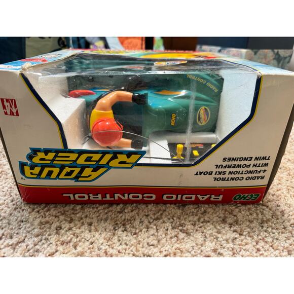 Vintage Jet Ski;  AQUA RIDER w/ Remote; Original Box from K.B. Toys, Teal; 80's - Picture 12 of 15